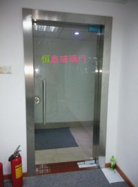 深圳不锈钢门玻璃门玫瑰金玻璃门办公室玻璃门刷卡带考勤玻璃门维修