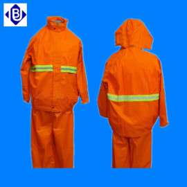 涤纶橘黄环卫雨衣 反光安全服套装 保洁公路维护工作服