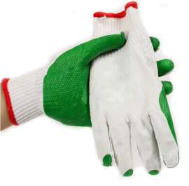 绿胶片手套 耐磨胶片防护手套 涂胶手套 打胶手套 劳保手套